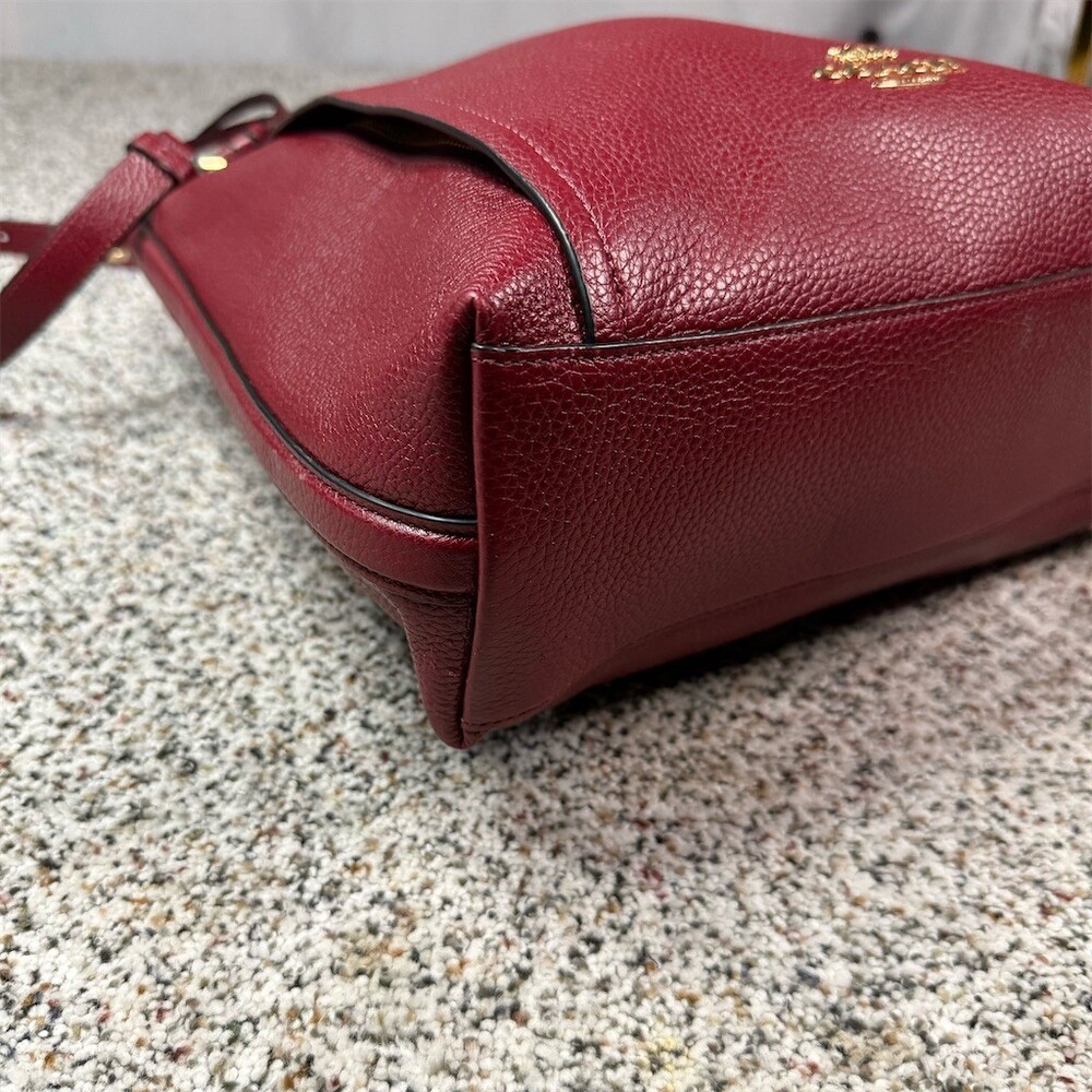 Coach Marlon Hobo Shoulder Bag Womens Burgundy Oxblood Gold Hardware Zip - Picture 14 of 16